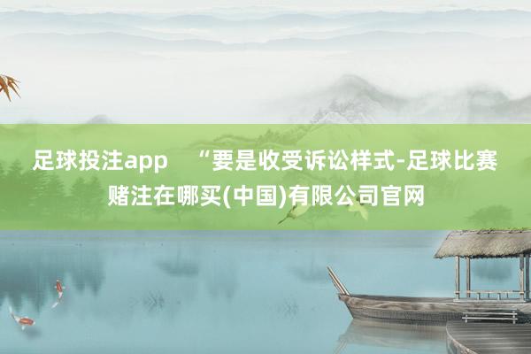 足球投注app    “要是收受诉讼样式-足球比赛赌注在哪买(中国)有限公司官网