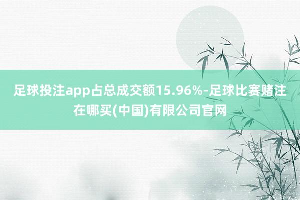 足球投注app占总成交额15.96%-足球比赛赌注在哪买(中国)有限公司官网