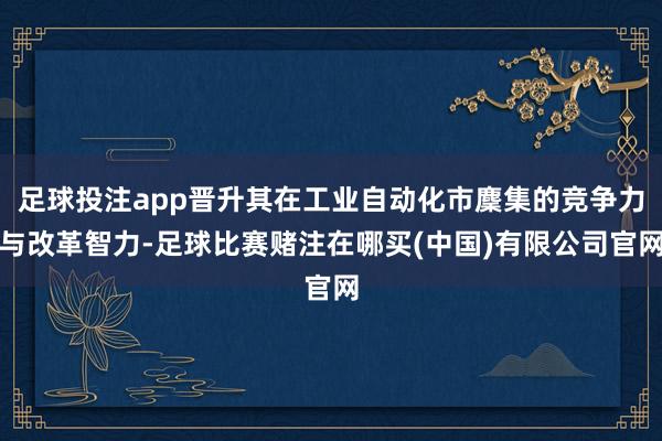 足球投注app晋升其在工业自动化市麇集的竞争力与改革智力-足球比赛赌注在哪买(中国)有限公司官网