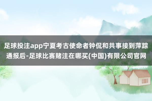 足球投注app宁夏考古使命者钟侃和共事接到萍踪通报后-足球比赛赌注在哪买(中国)有限公司官网