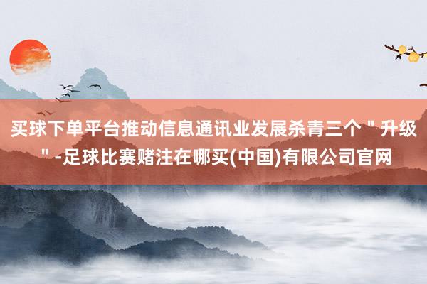 买球下单平台推动信息通讯业发展杀青三个＂升级＂-足球比赛赌注在哪买(中国)有限公司官网